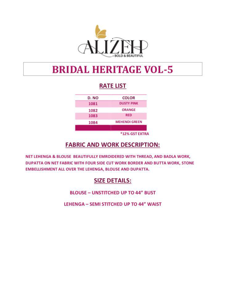 Alizeh Bridal Heritage Vol 5 Wedding Lehenga Choli