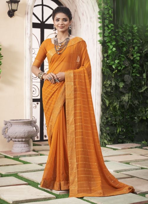Saroj Shinning Star Sequence Work Georgette Party wear Saree