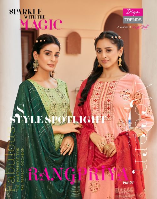 Rangpriya Vol 1 By Diya Trends Rayon Kurti With Bottoom Dupatta