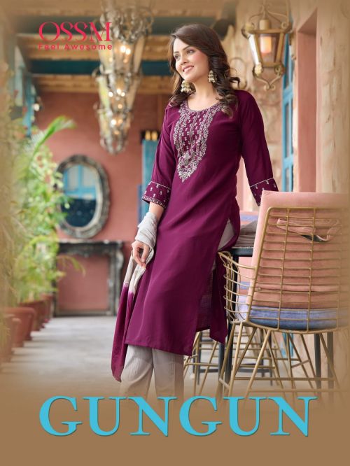 Ossm Gungun Premium Jacquard Designer Kurti Pant With Dupatta