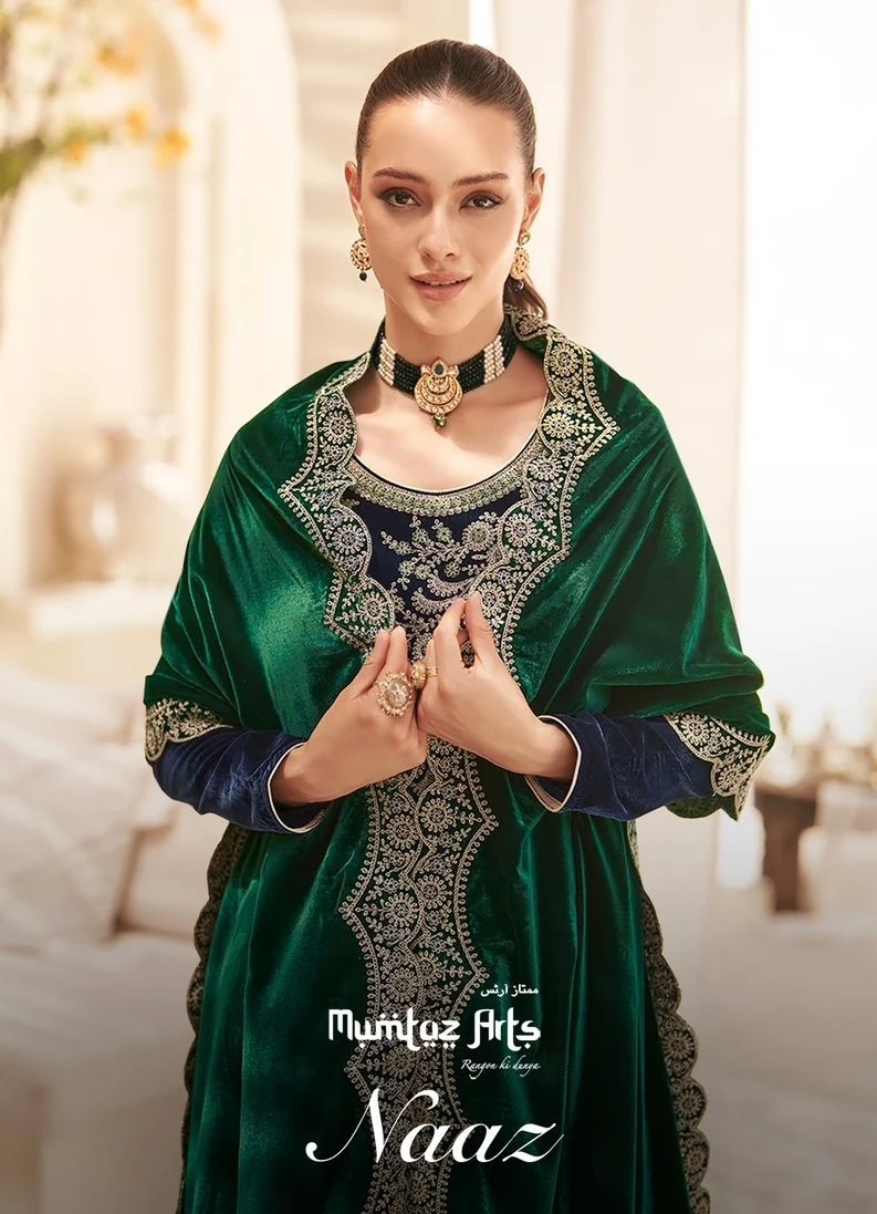 Mumtaz Naaz Velvet Embroidery Designer Salwar Kameez Collection