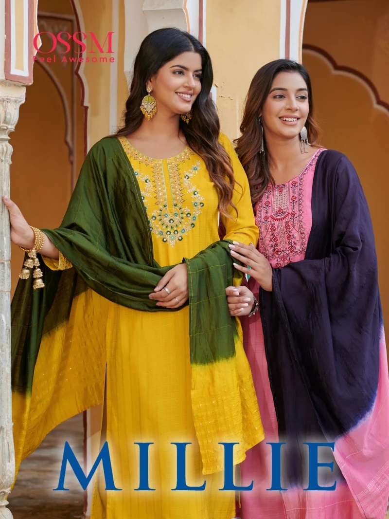 Ossm Millie Premium Designer Ready Made Kurti Pant With Dupatta