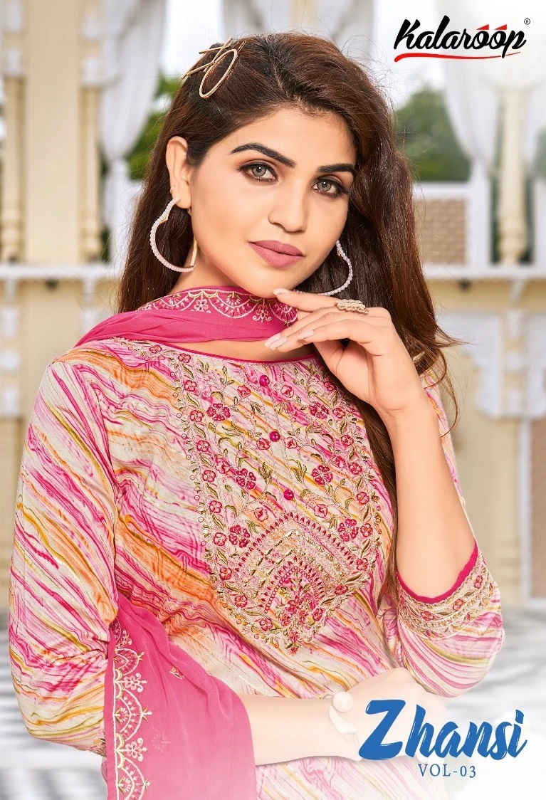 Kalaroop Zhansi Vol 3 Fancy Cotton Kurti With Bottom Dupatta