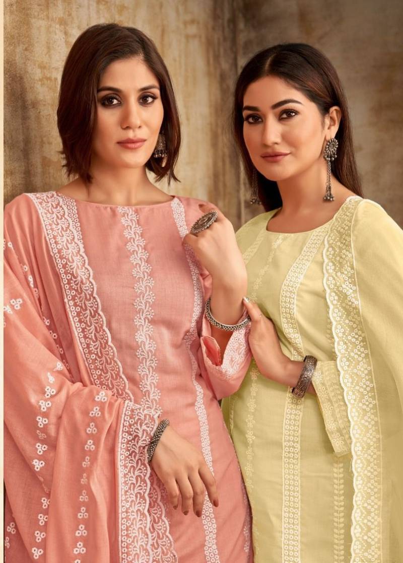 Al Karam Lahori Work Cotton Dress Material Collection