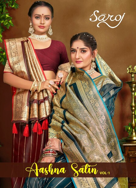 Saroj Aashna Satin Vol 1 Traditional Wear Silk Saree Collection