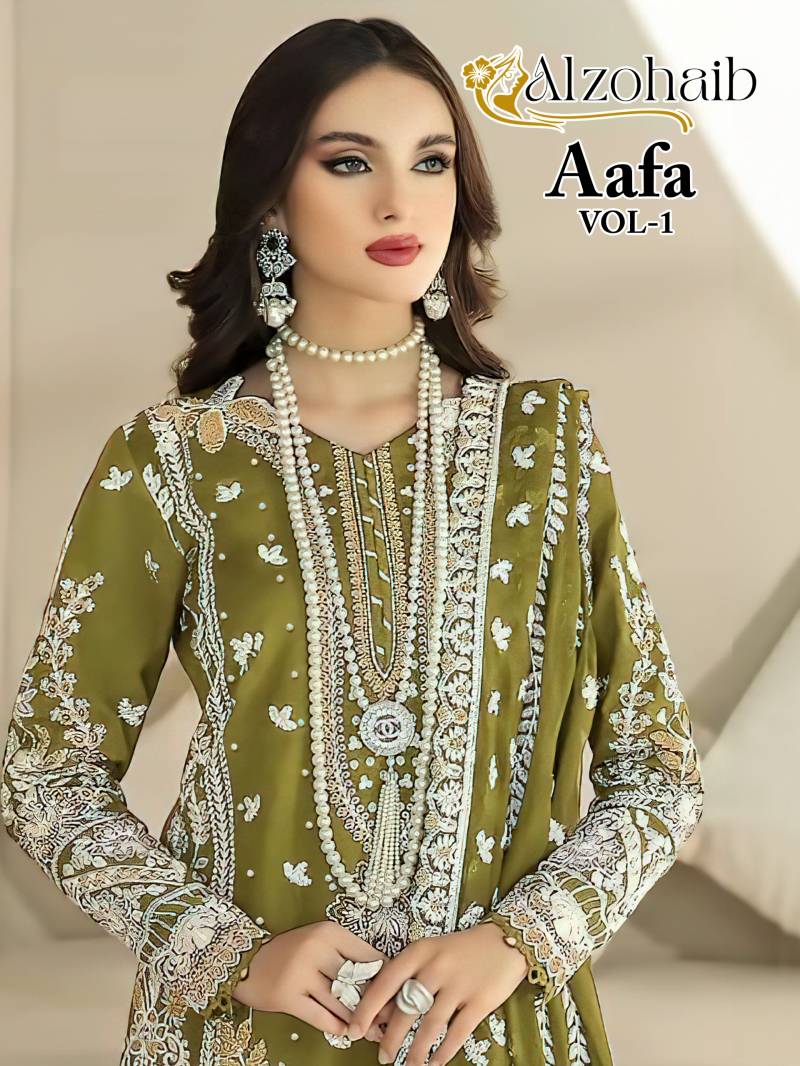 Alzohaib Aafa Vol 1 Organza Designer Pakistani Salwar Suits