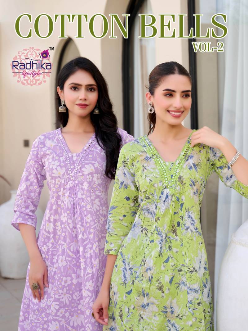 Radhika Cotton Bells Vol 2 Printed Kurti With Bottom Collection