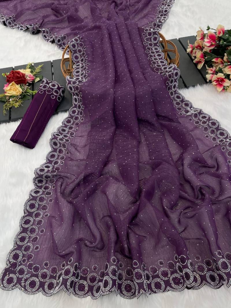 Mahek 181 Siroski Work Crunchy Party Wear Saree Collection
