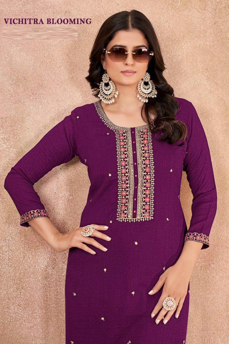 Vichitra Blooming Fancy Neck Daily Wear Kurti Collection