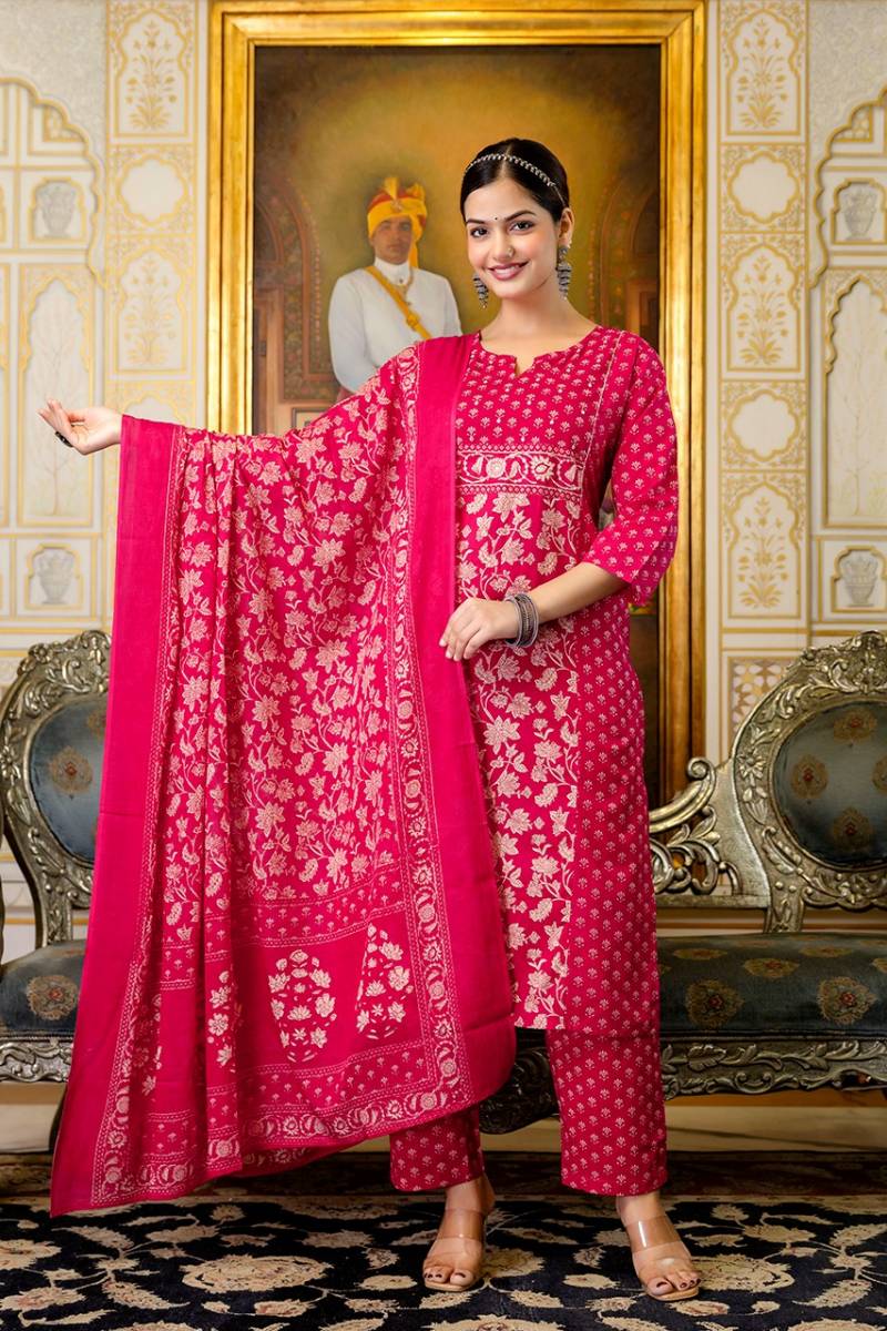 Naisha K 51 Cotton Kurti Bottom With Dupatta Collection