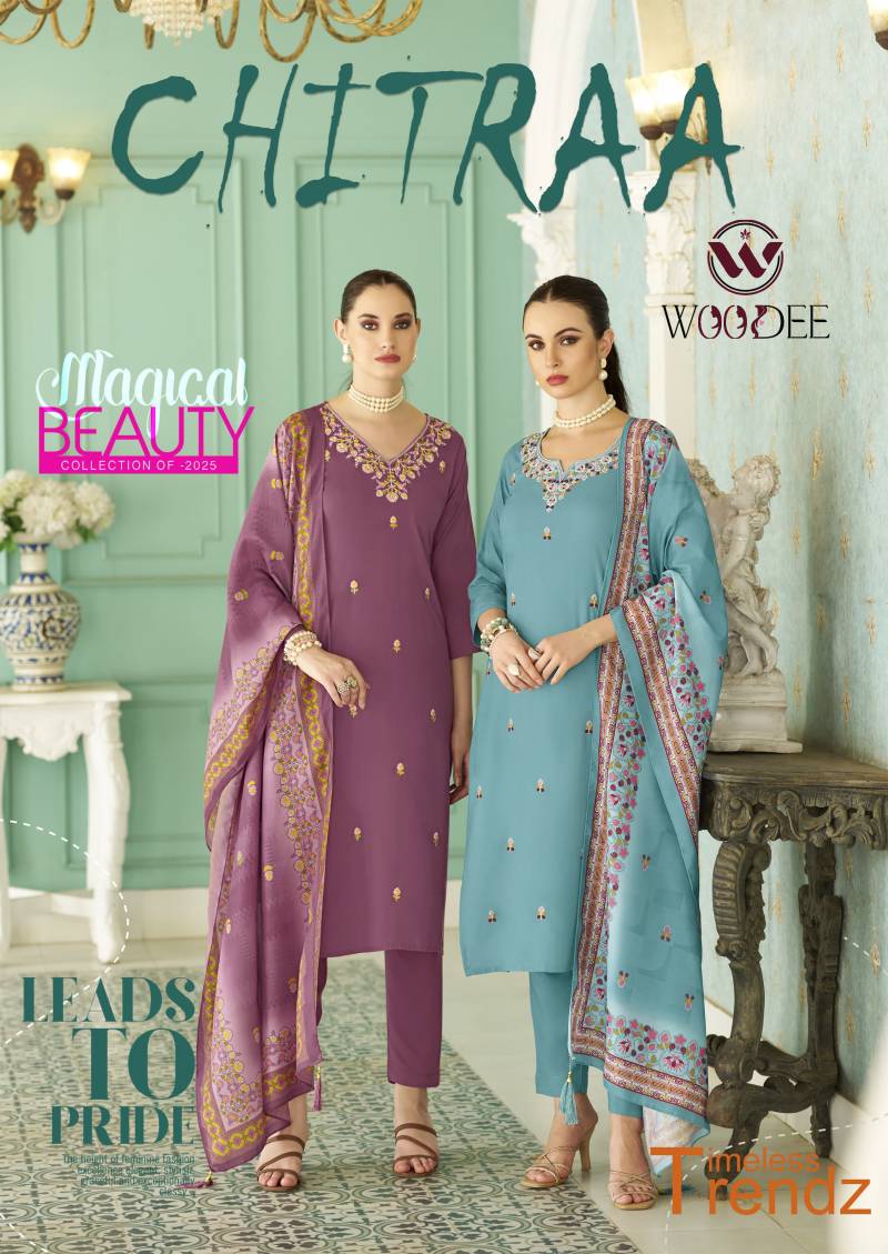 Woodee Chitraa Threadwork Designer Kurti Bottom With Dupatta