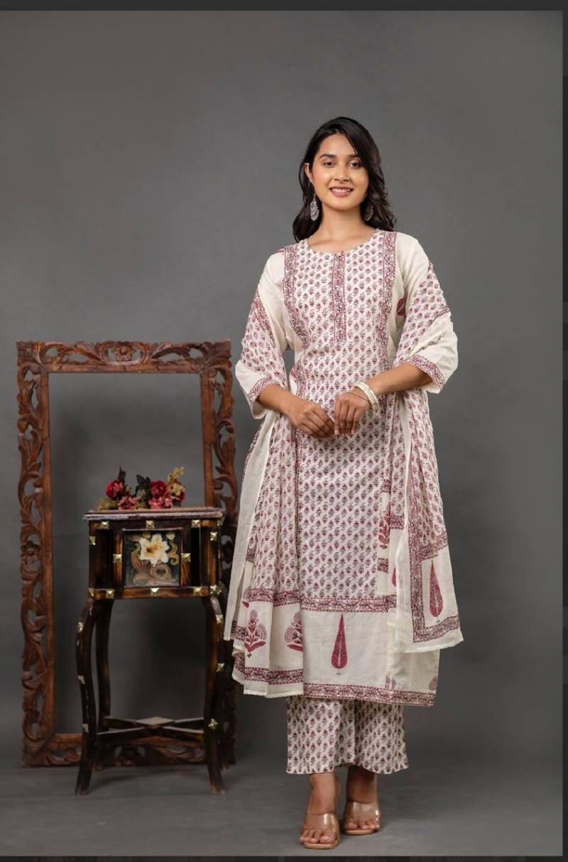 Naisha K 110 Cotton Printed Kurti Bottom With Dupatta Collection