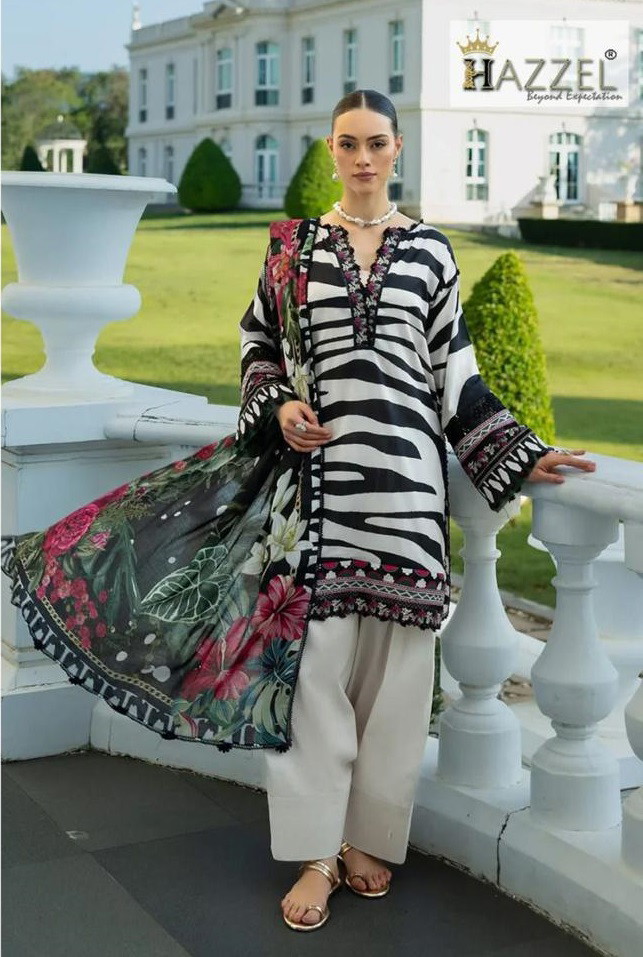 Hazzel 0310 And 0311 Embroidered Pakistani Suit Chiffon Dupatta