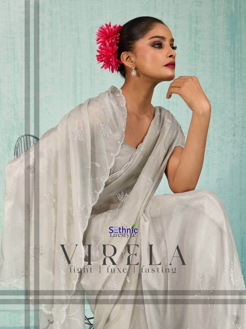 Sethnic Virela Crystal Viscose Designer Zarkan Work Saree Collection
