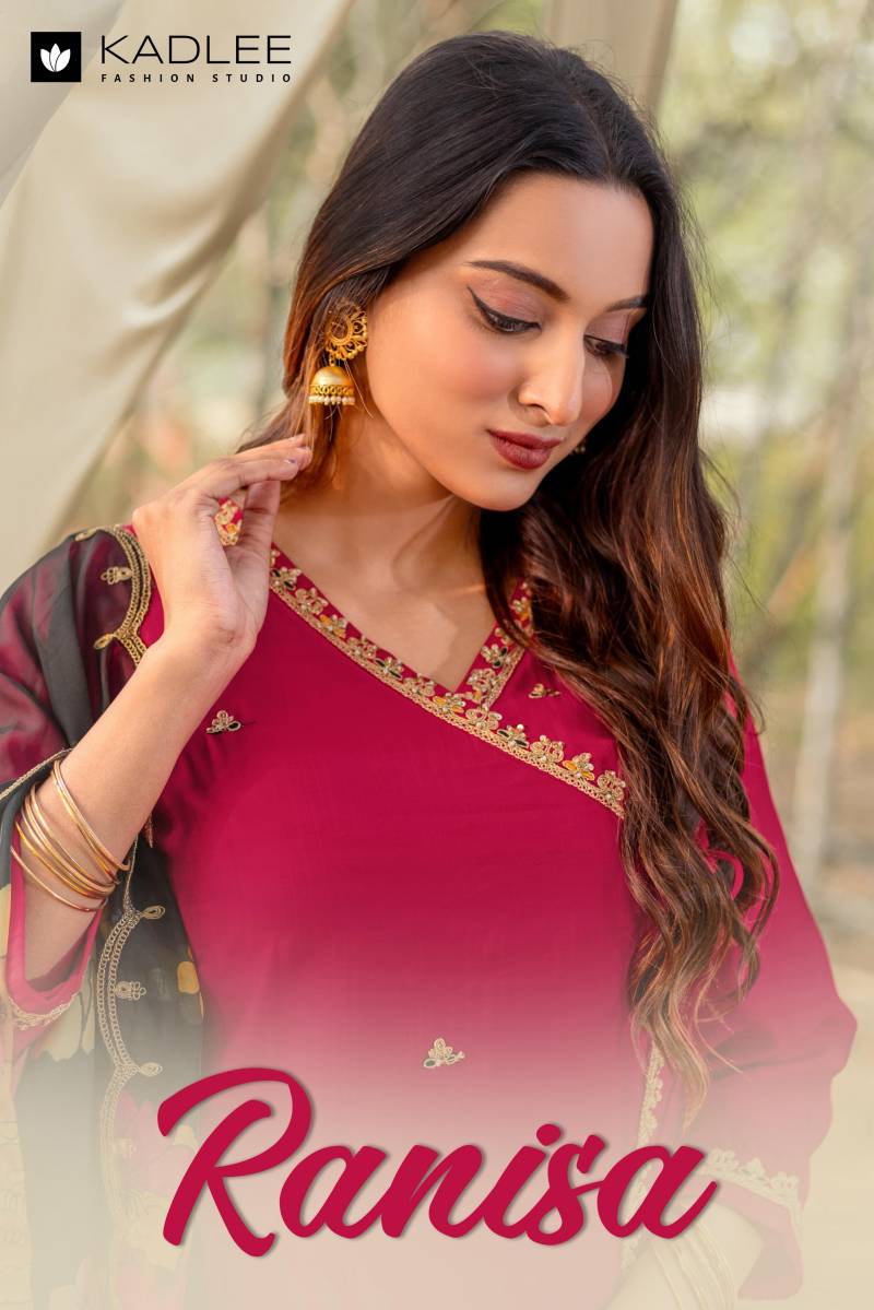 Kadlee Ranisa Weaving Threadwork Kurti Bottom With Dupatta Collection