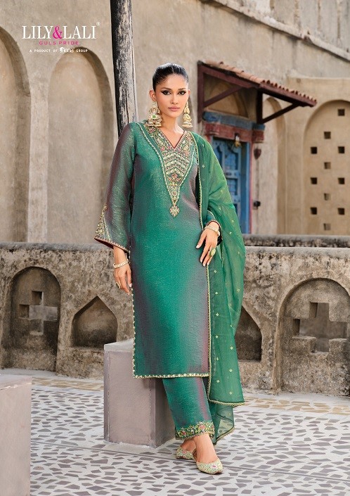 Lily And Lali Dilbar Silk Designer Kurti Bottom With Dupatta Collection