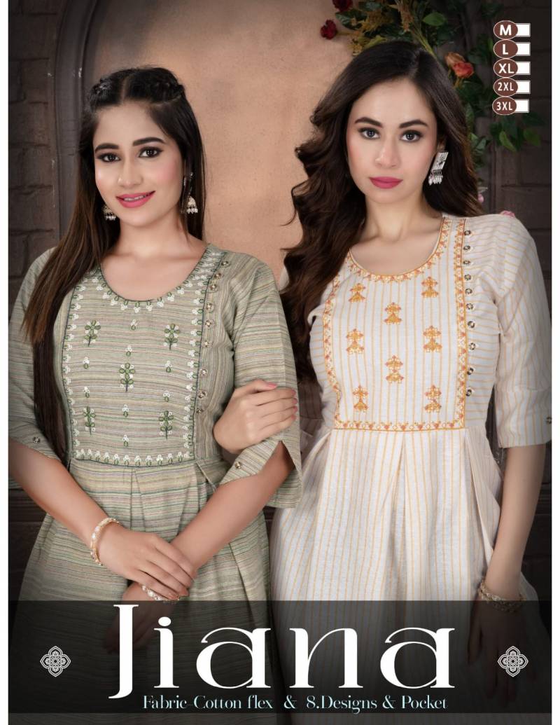 Trendy Jiana Printed Cotton Long Kurtis Collection