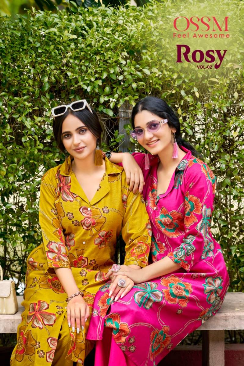 Ossm Rosy Vol 2 Vertican Printed Kurti With Bottom Collection