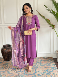 Navya Kurti 130 Cotton Silk Party Wear Kurti With Bottom Dupatta Set