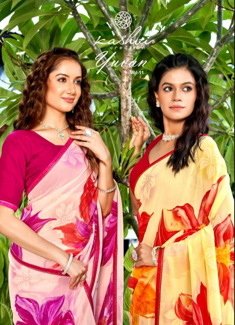 Kashvi Yuvan Vol 11 Party Wear Printed Saree Collection