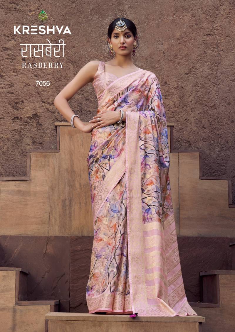 Kreshva Rasberry Traditional Jacquard Border Saree Collection