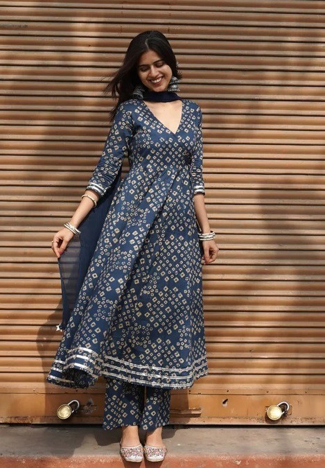 Dhruvi 351 Printed Long Kurti Pant And Dupatta Collection