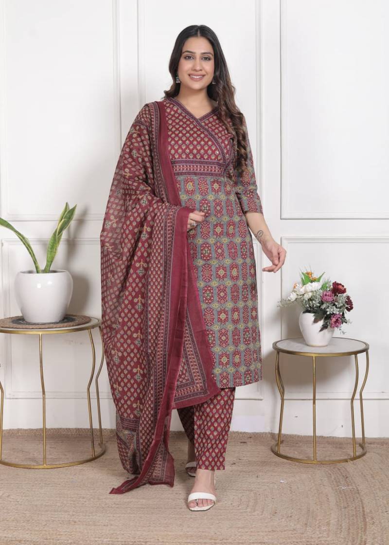 Saina Vol 4 Cotton Straight Kurti Pant And Dupatta Collection Collection