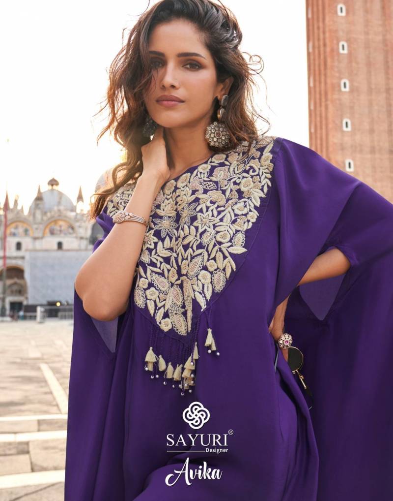 Sayuri Avika French Crepe Silk Designer Salwar Suits Collection
