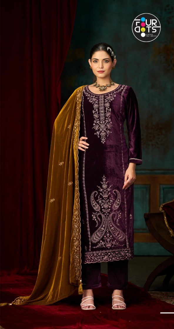 Four Dots Xpose Viscose Velvet Designer Salwar Suits Collection