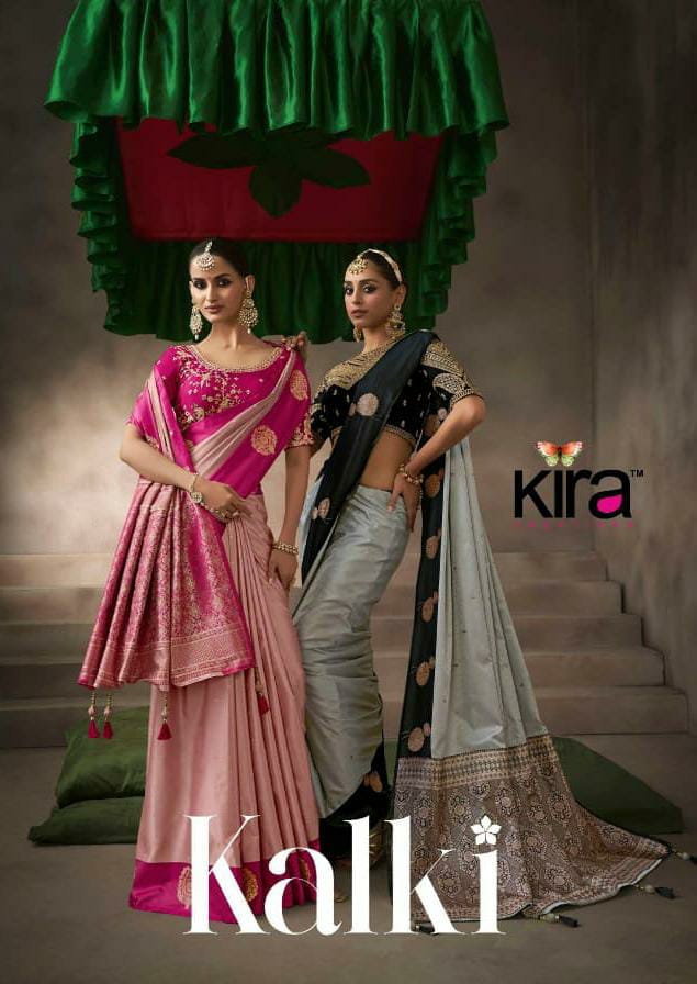Kira Kalki Silk Pure Satin Silk Wedding Wear Saree Collection