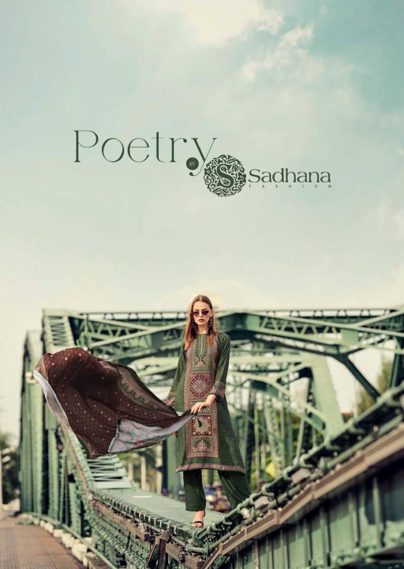 Sadhana Poetry Printed With Khatli Work Pashmina Designer Salwar Suits