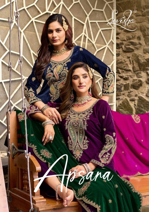 Levisha Apsara Embroidery Velvet Pakistani Salwar Suits Collection