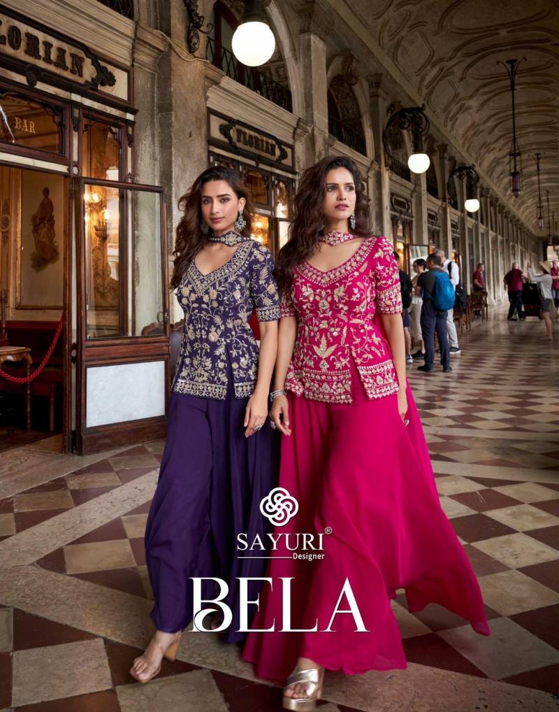 Sayuri Bela Organza Silk Designer Salwar Palazzo And Dupatta Collection