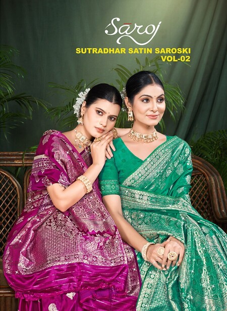 Saroj Sutradhar Satin Saroski Vol 2 Designer Satin Silk Saree Collection