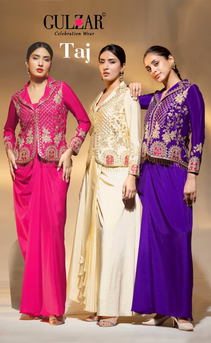 Gulzar Taj Crepe Beautiful Designer Top And Bottom Collection