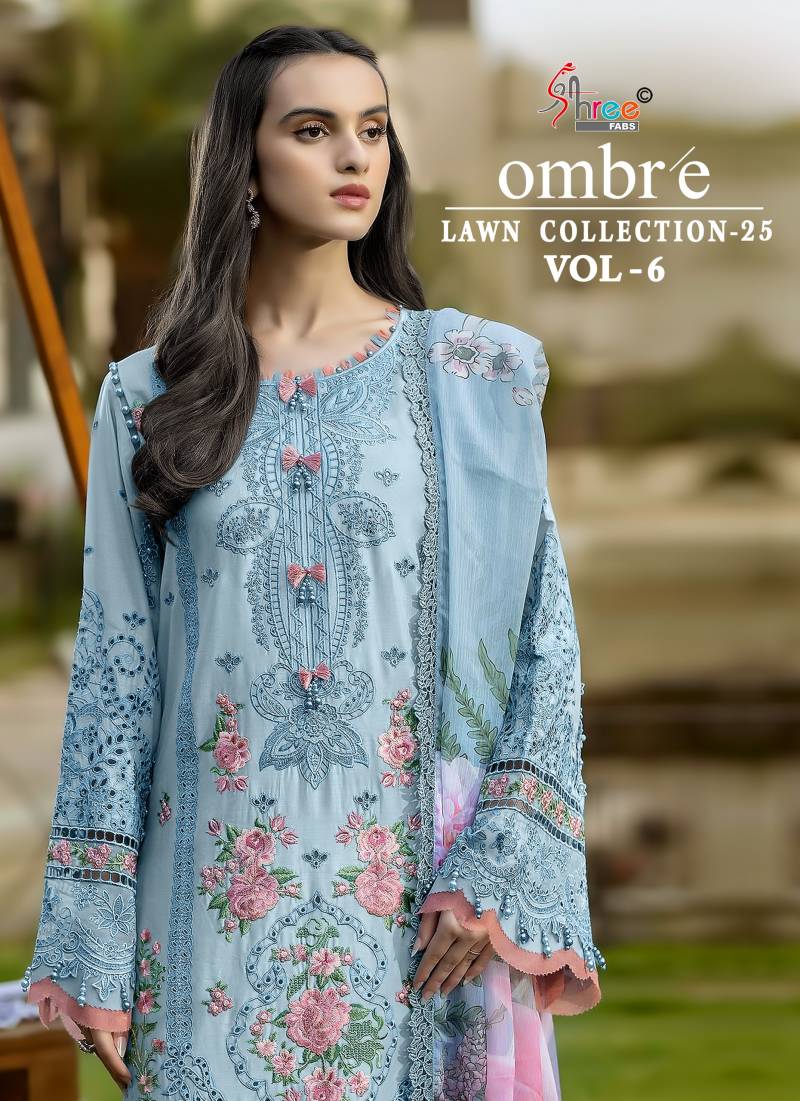 Shree Ombre Lawn Collection 25 Vol 6 Pakistani Suits Cotton Dupatta