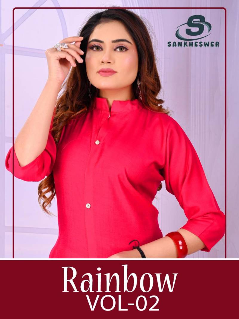 Sankheswer Rainbow Vol 2 Casual Wear Plain Kurti With Bottom Collection