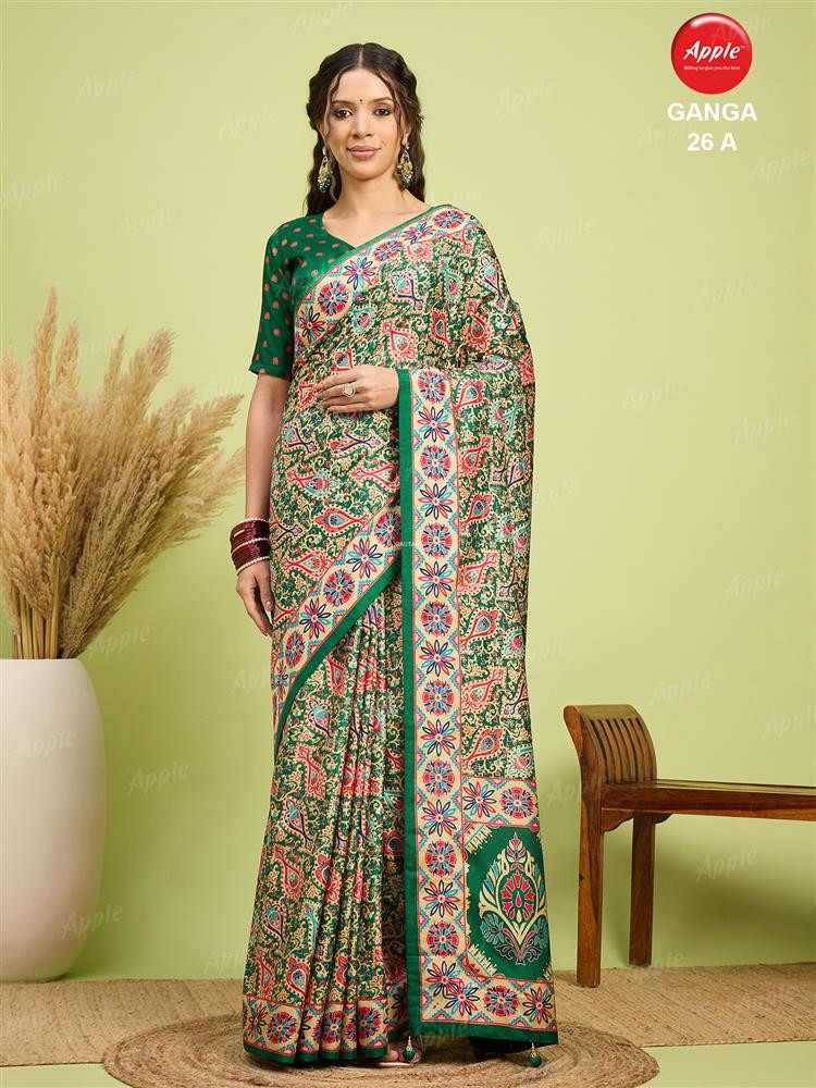 Apple Ganga 26 Silk Blend Printed Saree Collection