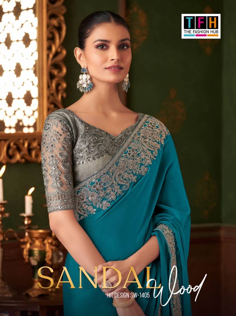 Tfh Sandal Wood 1405 A To F Latest New Designer Saree Collection