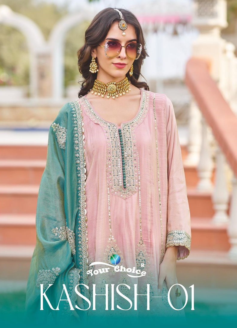 Your Choice Kashish Vol 1 Chinon Designer Embroidery Readymade Suits Collection