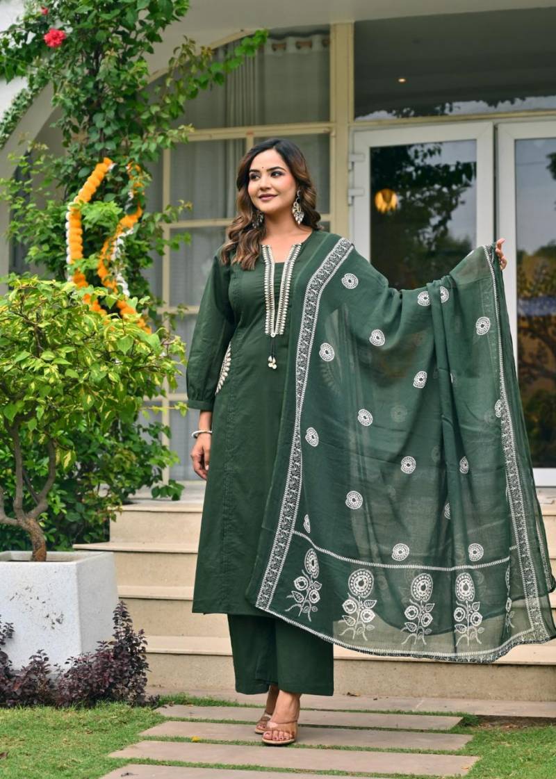Naisha K 457 Cotton Kurti With Bottom Dupatta Collection