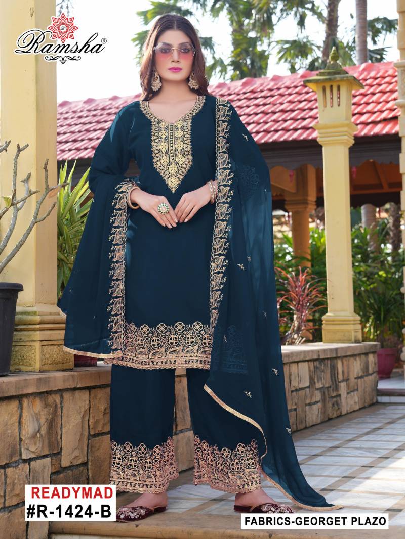 Ramsha R 1424 A To D Embroidery Pakistani Salwar Kameez Collection