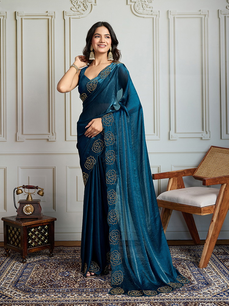 Jf 2824 Fandy Satin Cutdana Worked Designer Saree Collection