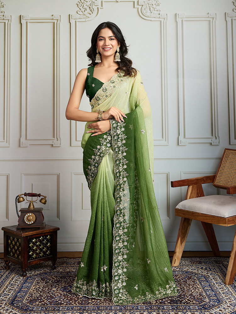 Jf 2831 Soft Crush Embroidered Wedding Wear Saree Collection