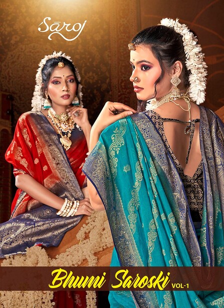 Saroj Bhumi Saroski Vol 1 Chinon Silk Wedding Wear Saree Collection