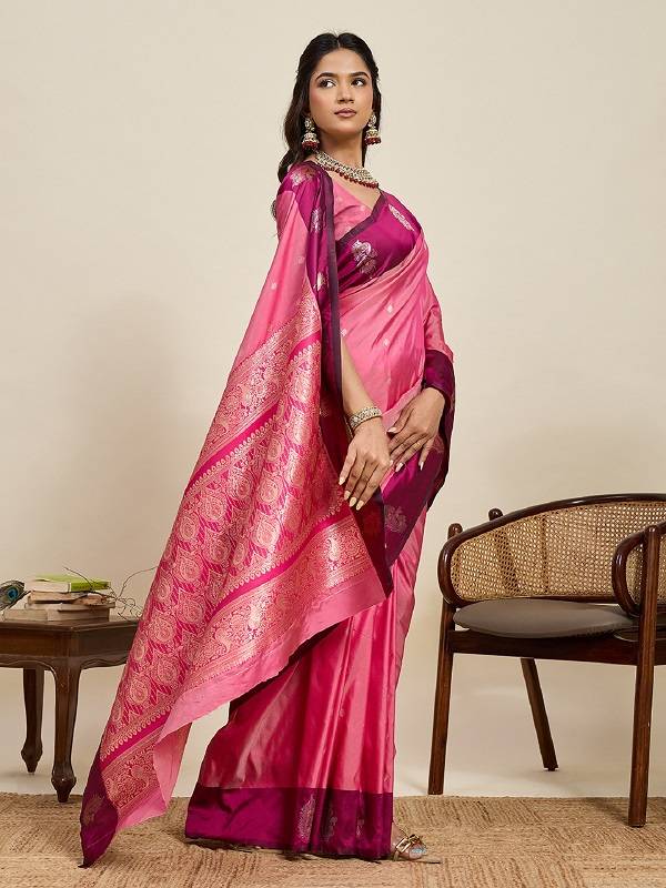 Maahi 210 Silver And Gold Jari Worked Banarasi Silk Saree Collection