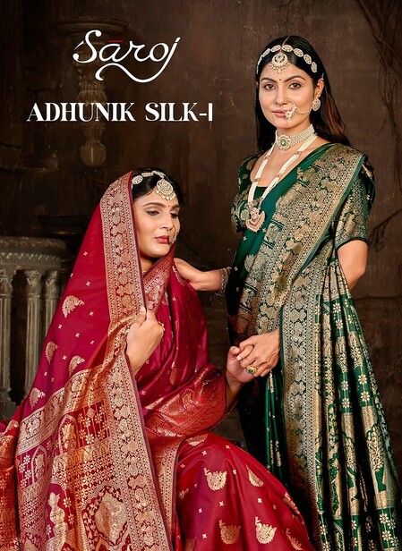 Saroj Adhunik Silk Vol 1 Silk Wedding Wear Saree Collection