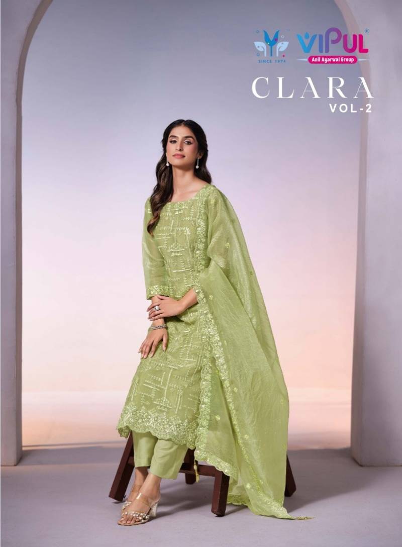Vipul Clara Vol 2 Dolomite Organza Designer Salwar Suits Collection