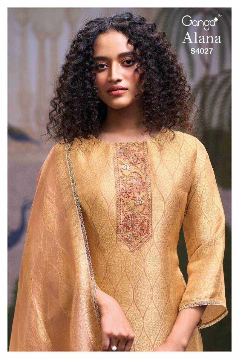 Ganga Alana 4027 Silk Embroidery Designer Salwar Kameez Collection