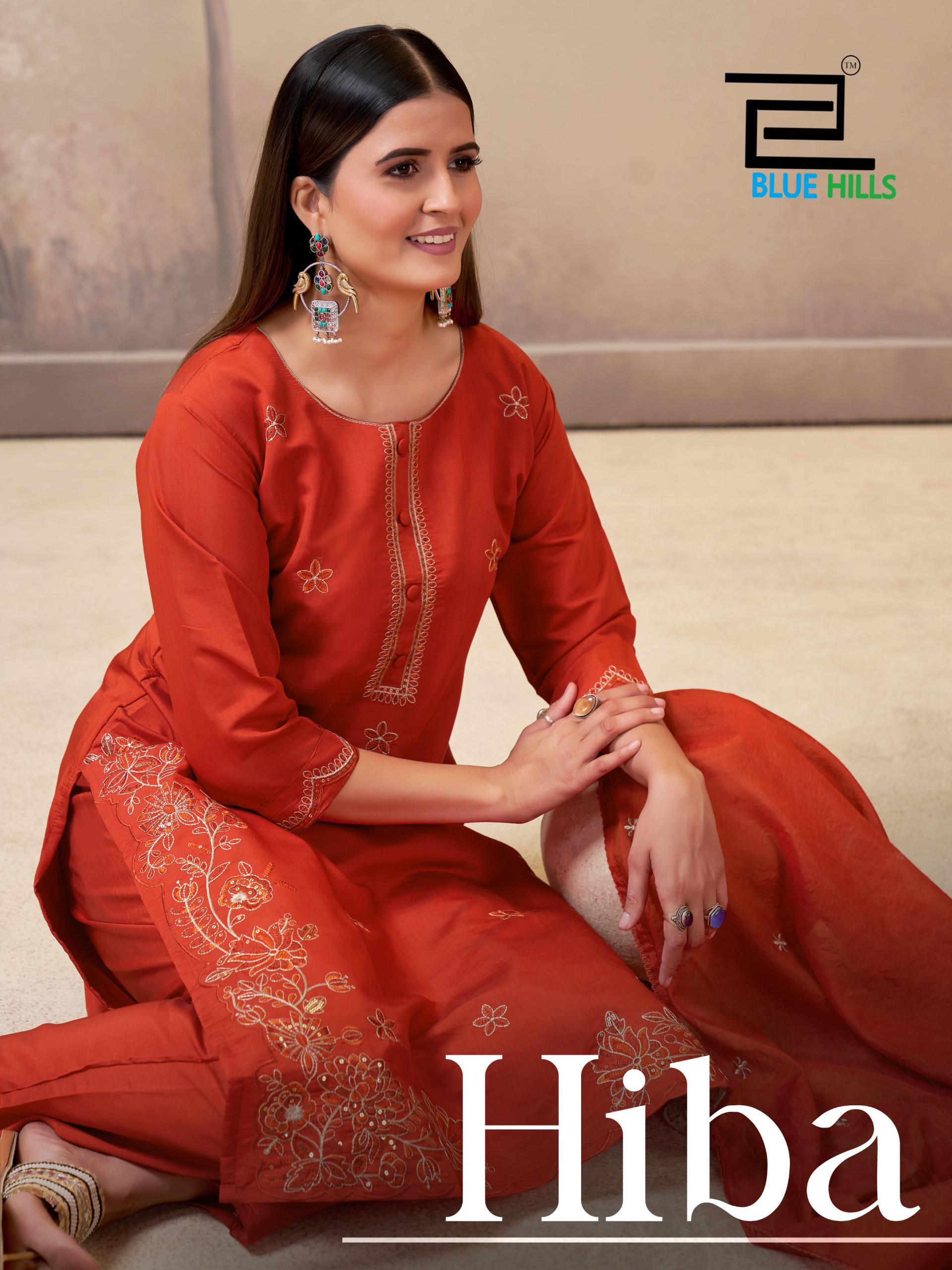 Blue Hills Hiba Embroidery Work Kurti Pant And Dupatta Collection
